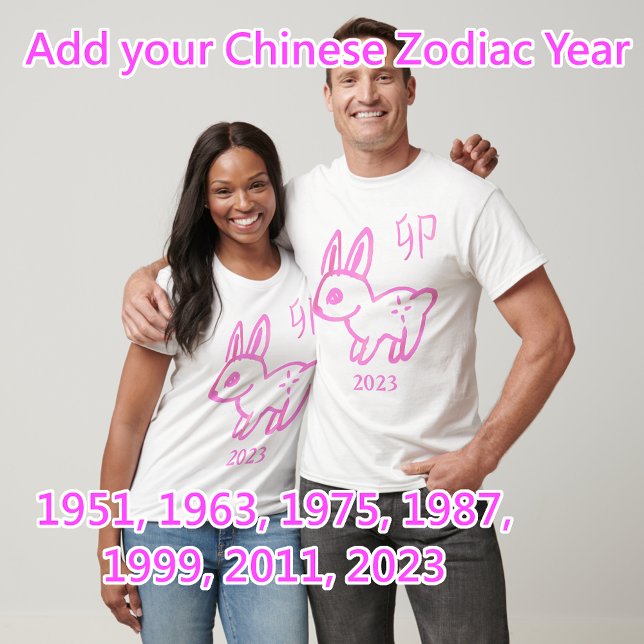 Hare Zodiac individuell anpassbares Jahr T-Shirt (Von Creator hochgeladen)