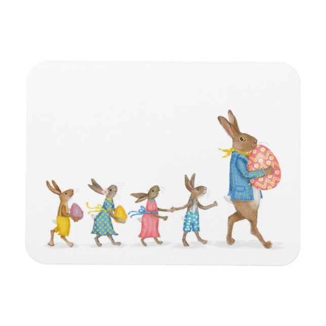 Hares auf einem Ostereierjagd Kühlschrankmagnet Magnet (Horizontal)