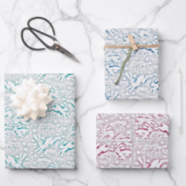 Hares Field Bunnies Kanbits Muster Weißer Schnee Geschenkpapier Set