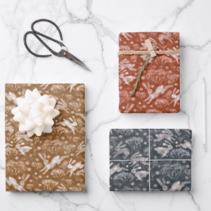 Hares Field Bunnies Kanbits Pattern Earth Shades Geschenkpapier Set