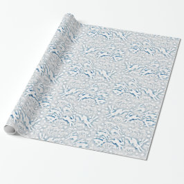 Hares Field Bunnies Kanbits Wintermuster Weiß Geschenkpapier