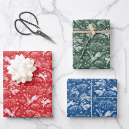 Hares Field Bunnies Rabbits Muster Weihnachten Geschenkpapier Set