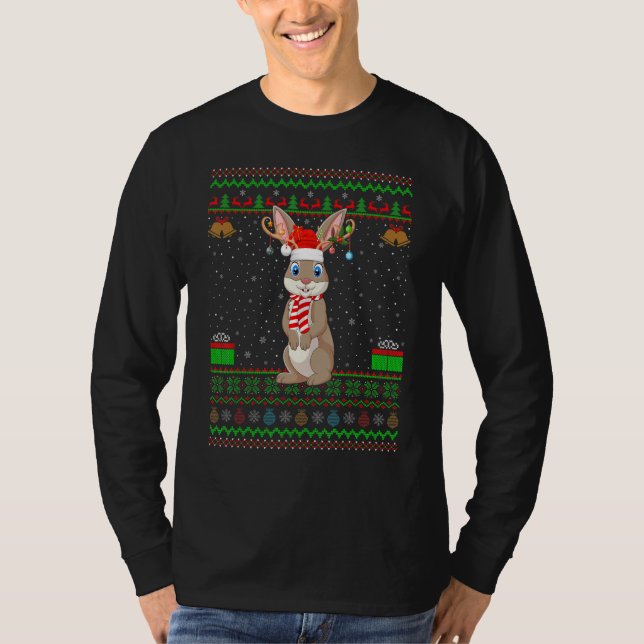 Hares Rabbit Weihnachtsmannmütze Matching Ugly Har T-Shirt (Vorderseite)