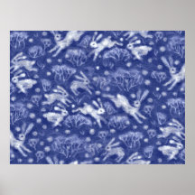 Hares Snow Field Weiße Kaninchen Winter Animal Blu