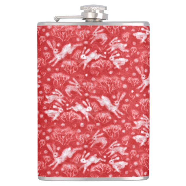 Hares Snow Field White Kanbits Winter Animals Red Flachmann (Vorderseite)