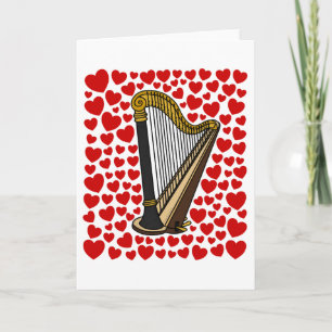 Harfe mit Herzen Valentinstag-Jubiläumskarte Feiertagskarte