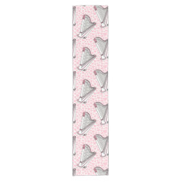 Harfe mit rosa Herzen, Harpiskerhochzeit Kurzer Tischläufer