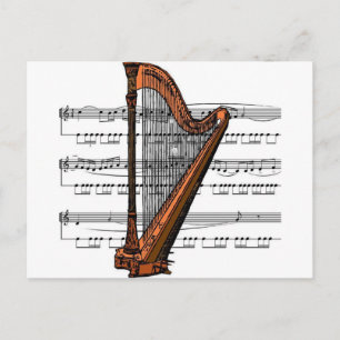 Harfe musical 02 B Postkarte