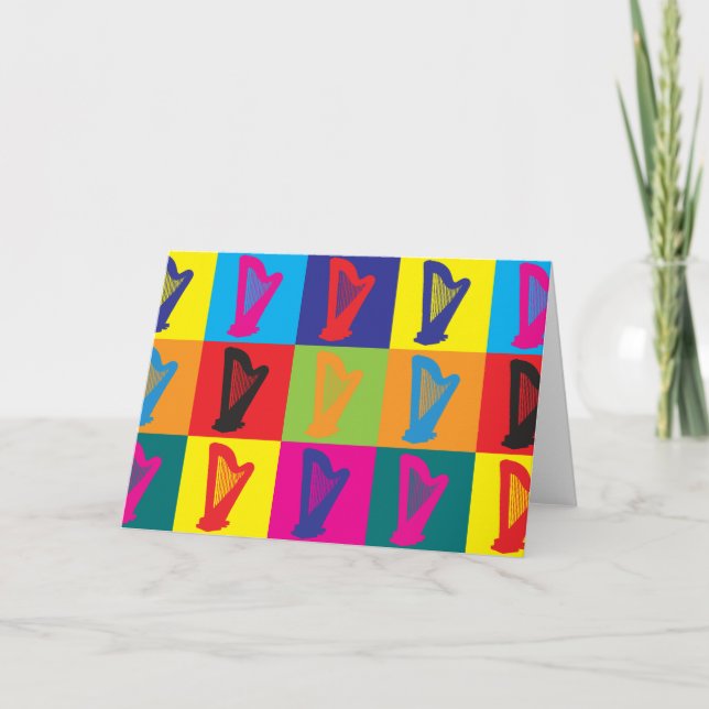 Harfe Pop Art Karte (Vorderseite)