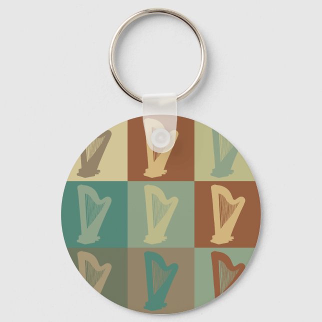 Harfe Pop Art Schlüsselanhänger (Vorderseite)