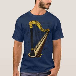 Harfe Spieler Harfenist Saiten Musiker Farbe T-Shirt