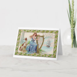 Harfe und Hund, Kleeblatt, St. Patrick's Day, Vint Karte