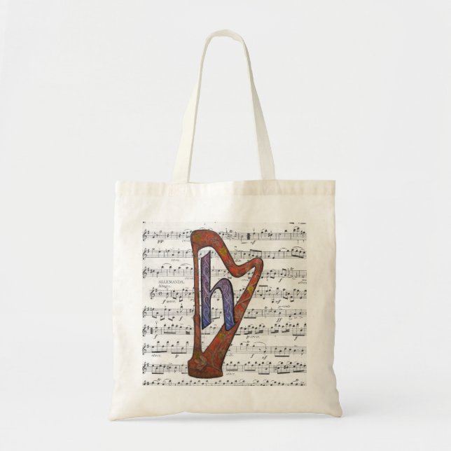 Harfe und Musik Tote Tag Tragetasche (Vorne)