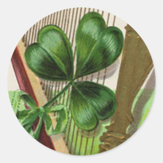 Harfe von Erin Vintage St. Patrick's Day Runder Aufkleber