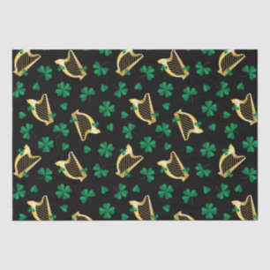 Harfen und Kleeblätter zum St. Patricks-Tag Seidenpapier