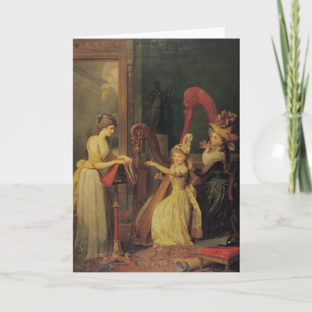 Harfenlektion gegeben von Madame de Genlis Karte (Vorderseite)