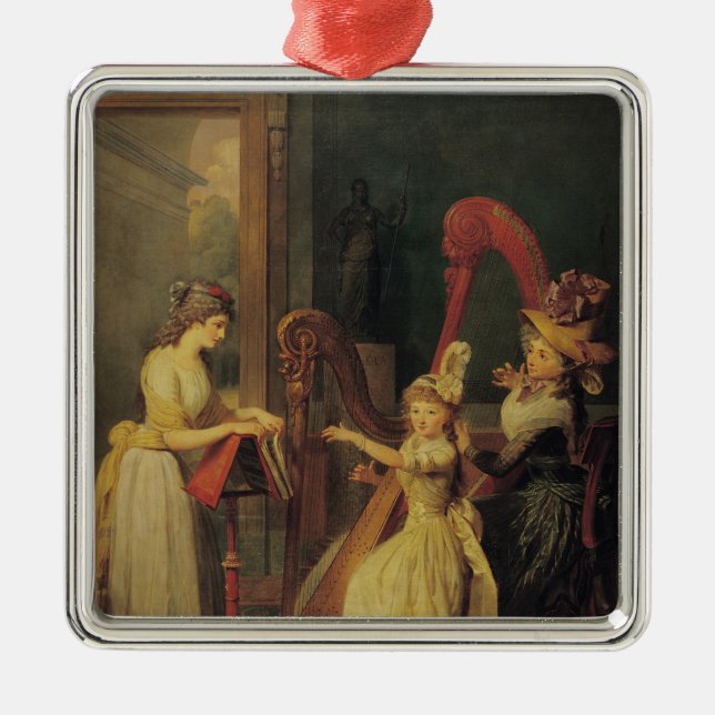 Harfenlektion gegeben von Madame de Genlis Silbernes Ornament (Vorne)