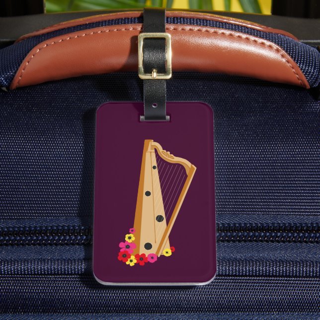 Harfenspieler, eleganter Harpist Gepäckanhänger (Vorderseite Insitu 2)