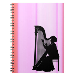 Harfenspieler Notizbuch rosa Vorhang Notizblock