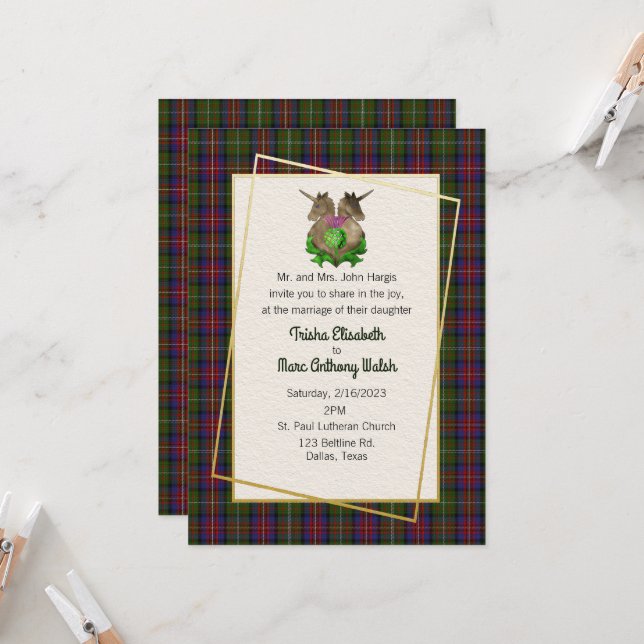 Hargis Clan Scottish Symbols Einladung Hochzeiten (Vorderseite/Rückseite Beispiel)