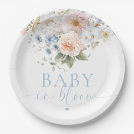 Hargove Blue Floral Baby in Bloom Baby Dusche Pappteller