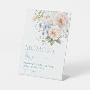 Hargrove Blue Floral Baby Dusche Momosa Bar Sign Sockelschild