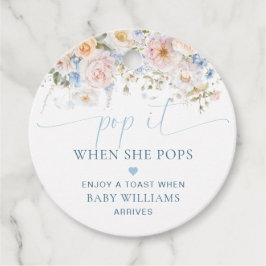 Hargrove Blue Floral Baby Dusche Pop It Geschenkanhänger