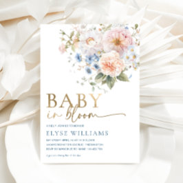 Hargrove Blue Floral Baby in Bloom Baby Dusche Folieneinladung