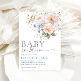 Hargrove Blue Floral Baby in Bloom Baby Dusche Folieneinladung