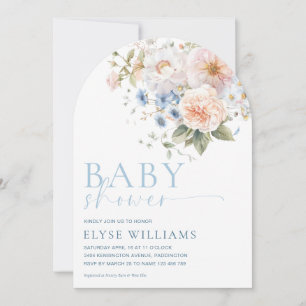 Hargrove Blue Floral Baby Shower Arch Einladung