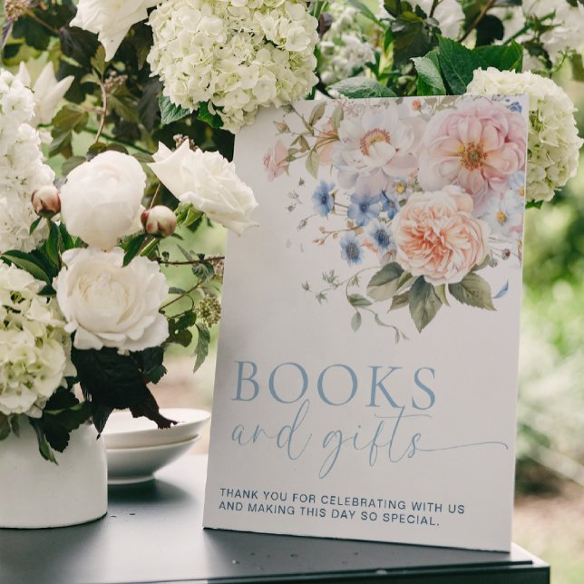 Hargrove Blue Floral Books and Gifts Sign Poster (Von Creator hochgeladen)