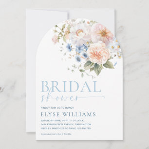 Hargrove Blue Floral Brautparty Arch Einladung