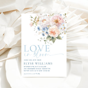 Hargrove Blue Floral Liebe in Bloom Brautparty Einladung