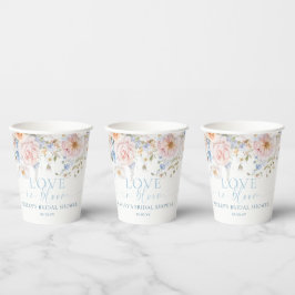 Hargrove Blue Floral Liebe in Bloom Brautparty Pappbecher