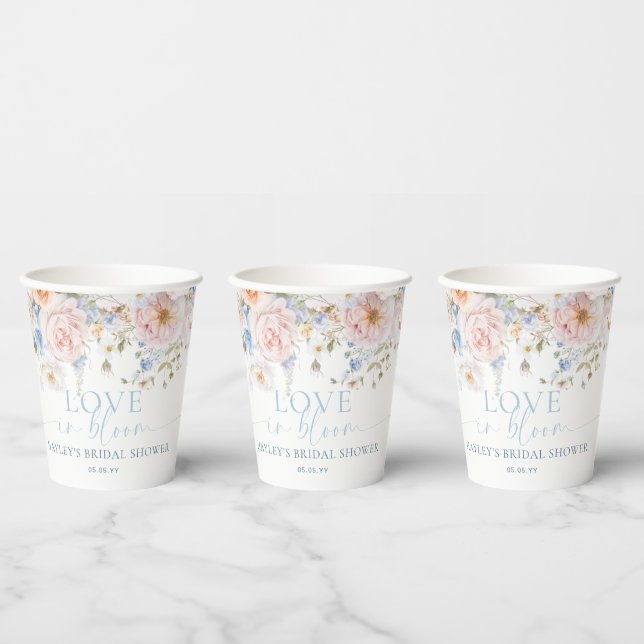 Hargrove Blue Floral Liebe in Bloom Brautparty Pappbecher (Multi)