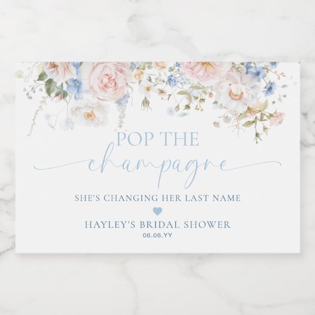Hargrove Blue Floral Pop Die Champagnerdusche (Einzelnes Label)