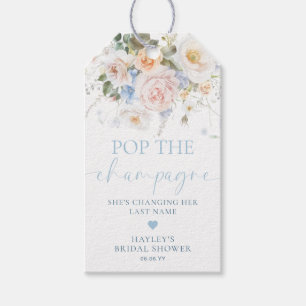 Hargrove Blue Floral Pop Die Champagnerdusche Geschenkanhänger