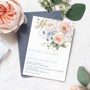 Hargrove Blue Floral Wedding Einladung