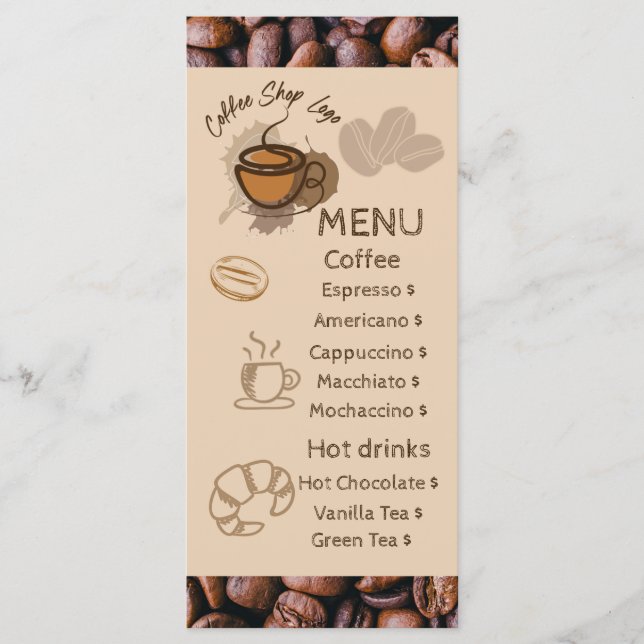 Haricots de Café Casual Ajoutez Votre Menu Café (Devant)