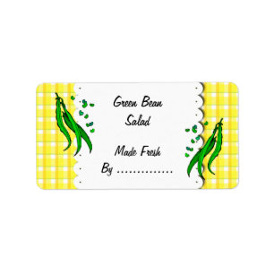 Haricots verts Jaune Plaid Retro Étiquettes alimen