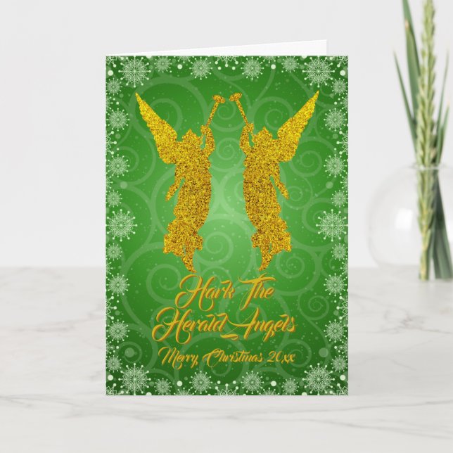 Hark The Herald Angels Frohe Weihnachtskarte 20xx Karte (Vorderseite)