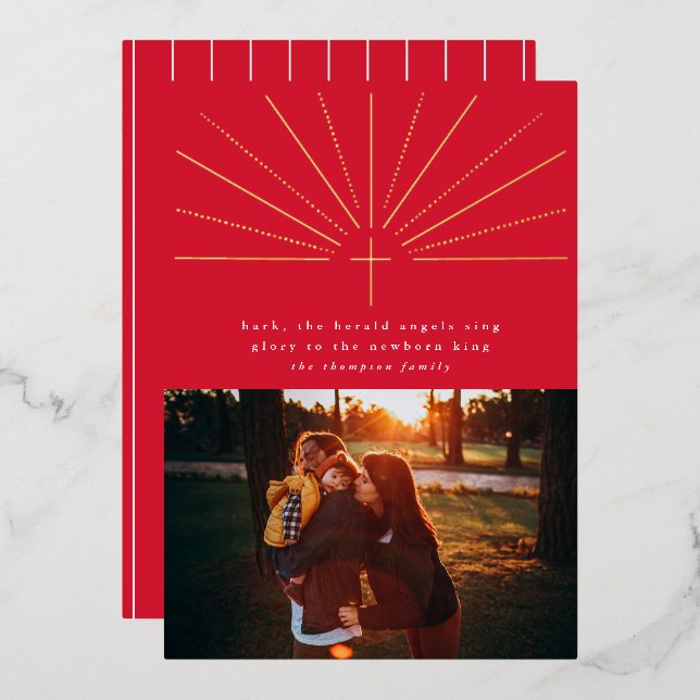 Hark The Herald Angels Red Foil Carte photo de vac (Recto/Verso)