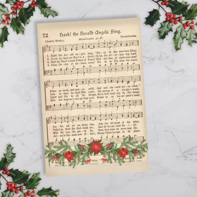 Hark the Herald Angels Sing Music Sheet Decoupage Seidenpapier (Christmas Sheet Music for Decoupage)