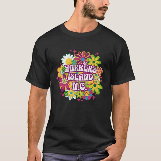 Harkers Island NC Summertime Vacationing 70s Flowe T-Shirt (Vorderseite)
