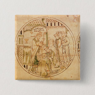 Harl. RollenY.6 roundel 11 St. Guthlac wird Button