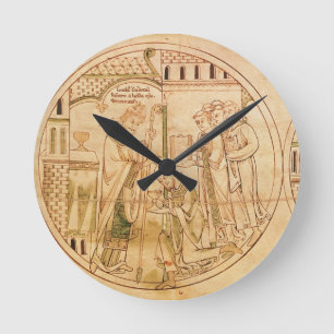 Harl. RollenY.6 roundel 11 St. Guthlac wird Runde Wanduhr