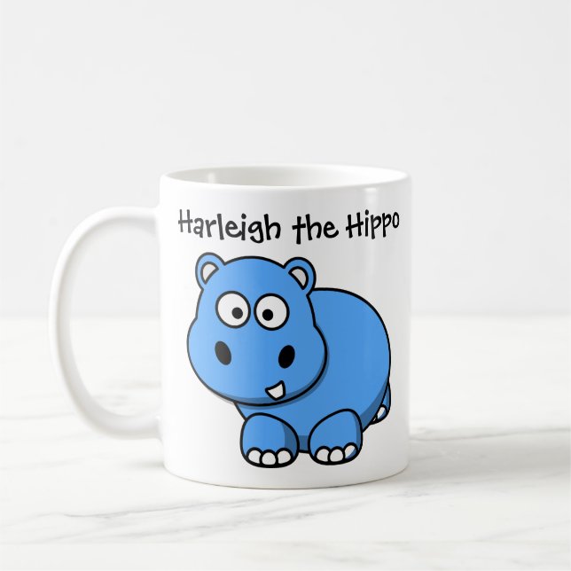 Harleigh the Hippo Custom Cartoon Children's Mug (Gauche)