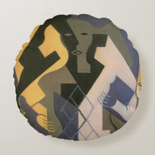 Harlekin an einem Tisch von Juan Gris, Vintage Kub Rundes Kissen
