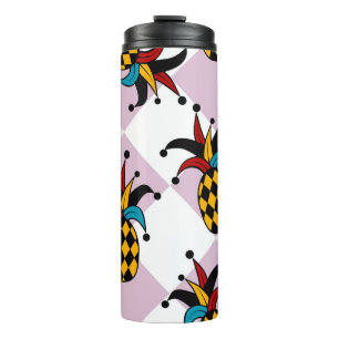 Harlekin-Ananas: Stilisierte Doodle-Vintage Thermosbecher
