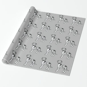 Harlekin-Dogge-Muster auf Grau Geschenkpapier